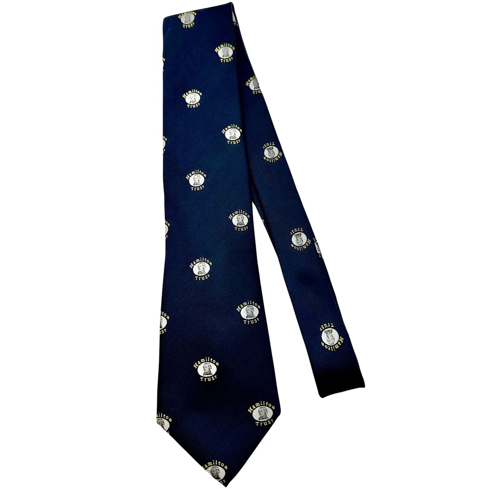 Vintage Rivetz of Boston Hamilton Trust Tie Navy Blue Silk Alexander Hamilton